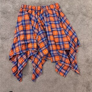 Plaid Orange and Blue Women's handkerchief skirt
